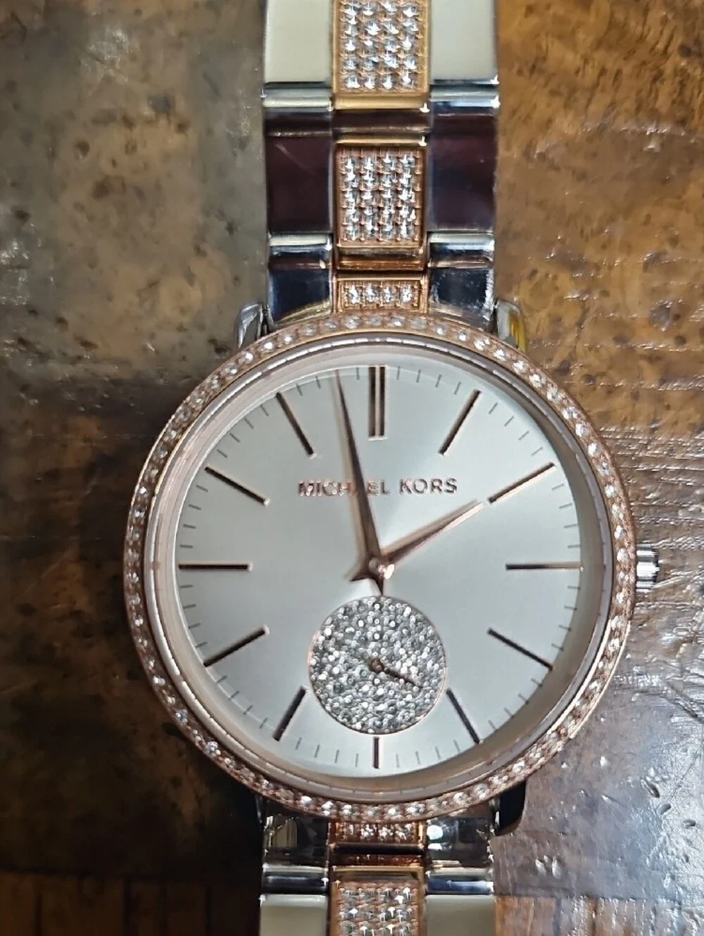 Michael Kors Two-Tone Rose Gold and Silver Crystal-Accented Women's Watch